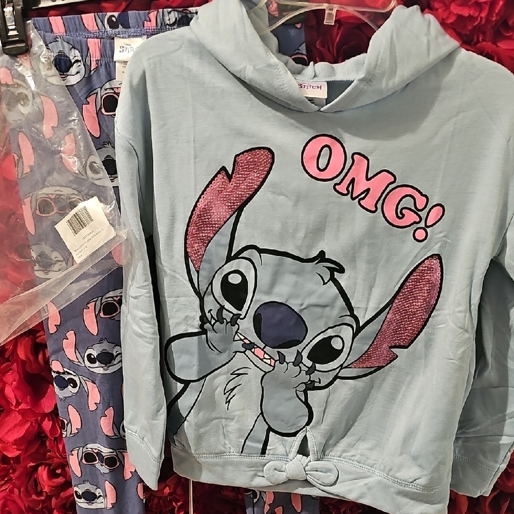 Disney NWT Stitch Kids Hoodie & Leggings Set- Blue Size 7/8